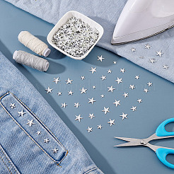 1200Pcs 4 Styles Aluminum Hotfix Iron On Star Studs&nbsp;FIND-NB0006-17P
