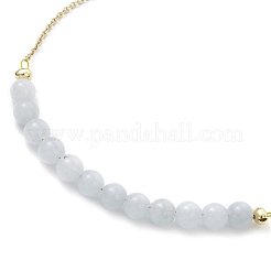 Dyed Natural White Jade Round Beaded Ankelets&nbsp;AJEW-AN00707-02