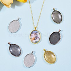 DIYペンダント作りキット  20個の4色合金ペンダントカボションセッティングと20個の透明な楕円形ガラスカボションを含む  ミックスカラー  39x25x3mm  穴：4mm  4色  5個/カラー  20pc&nbsp;DIY-SZ0004-47