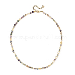Faceted Natural Fluorite and Pearl Beaded Necklaces&nbsp;NJEW-JN06645