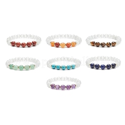 7Pcs 7 Style Natural & Synthetic Mixed Gemstone & Cat Eye Round Beaded Stretch Bracelets Set&nbsp;BJEW-JB08925
