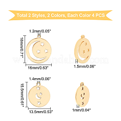 16Pcs 4 Style 201 Stainless Steel Pendants&nbsp;STAS-DC0006-14