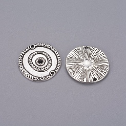 チベットスタイルのリンク/コネクター  鉛フリー及びカドミウムフリー  フラットラウンド  アンティークシルバー  22x2mm  穴：1.5mm&nbsp;TIBEP-EA300YKG-AS-LF