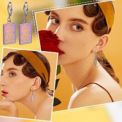 50Pcs Rainbow Color 304 Stainless Steel Leverback Earring Findings&nbsp;STAS-UN0038-46
