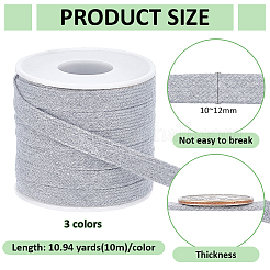 3束3色のポリエステルコットンリボン  洋服アクセサリー  ミックスカラー  3/8インチ（10mm）  約10.94ヤード（10m）/バンドル  1bundle / color&nbsp;OCOR-BC0008-66A