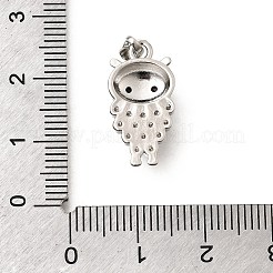 真鍮キュービックジルコニアチャーム  フクロウのチャーム  長持ちメッキ  プラチナ  20x10x5mm  穴：5x3mm&nbsp;KK-B187-17P