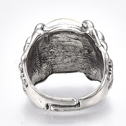 Adjustable Alloy Glass Finger Rings&nbsp;RJEW-T006-02B