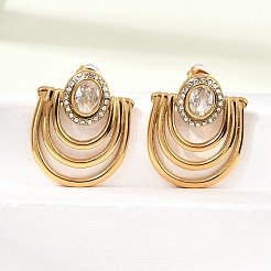 304 Stainless Steel Pave Cubic Zirconia Stud Earrings for Women&nbsp;SA-CBAD22F-04G