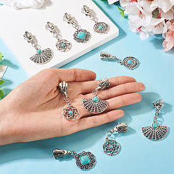 16Pcs 4 Styles Alloy with Synthetic Turquoise Zipper Pulls&nbsp;HJEW-TAC0098