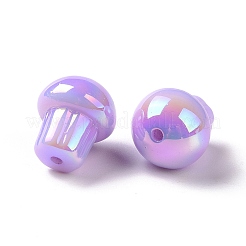 UVメッキレインボー虹色不透明アクリルビーズ  キノコ  紫色のメディア  14.5x12.5mm  穴：1.6mm&nbsp;LS-OACR-C010-07A