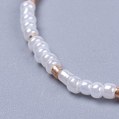 調整可能なナイロン糸編組ビーズブレスレット  ガラスシードビーズとガラスラッパビーズ  ミックスカラー  2インチ（5.2cm）&nbsp;BJEW-JB04374