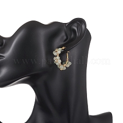 Flower Brass & Natural Green Aventurine Hoop Earrings&nbsp;EJEW-TA00781-03