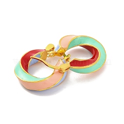 女性用真鍮＆エナメルツイストフープピアス  鉛フリー＆カドミウムフリー  18KGP本金メッキ  薄緑  22.5x19.5mm&nbsp;EJEW-U015-16B-G
