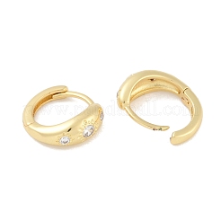 Rack Plating Brass Micro Pave Clear Cubic Zirconia Hoop Earrings&nbsp;KK-A224-21G
