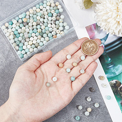 Natural Frosted Flower Amazonite Round Beads&nbsp;G-NB0005-34A