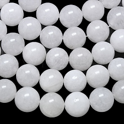 天然石マレーシアジェイドビーズ連売り  ラウンド  ホワイト  14mm  穴：1.5mm  約27個/連  14.96インチ（38cm）&nbsp;G-L645-B01-14mm-01