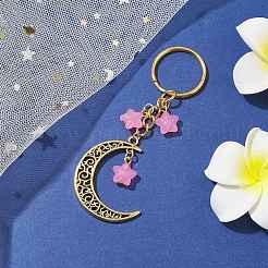 Tibetan Style Alloy Hollow Moon Pendant Keychain&nbsp;KEYC-JKC00690-02