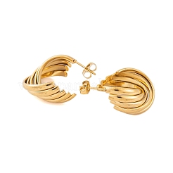 Ion Plating(IP) 304 Stainless Steel Half Hoop Stud Earrings for Women&nbsp;EJEW-P279-04G