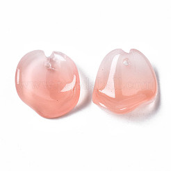 ツートンスプレー塗装ガラスペンダント  花びら  ライトコーラル  20~21x18~19x7~8mm  穴：1mm&nbsp;GLAA-N042-003-D03