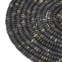 天然石ゴールデンシーンオブシディアンビーズ連売り  艶消し  ロンデル  4x2mm  穴：0.9mm  約167~173個/連  15.16~15.35インチ（38.5~39cm）&nbsp;G-P575-A29-4x2mm