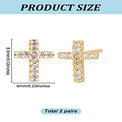 2 Pairs Brass Micro Pave Clear Cubic Zirconia Stud Earrings for Women&nbsp;EJEW-LP0001-57G