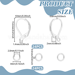 真鍮製フレンチフックピアスパーツ  真鍮丸カン付き  925銀メッキ  15.6x10x2mm  穴：1.4mm  ピン：0.8mm&nbsp;KK-UN0005-05