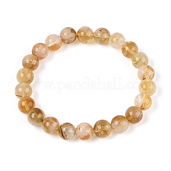 Natural Citrine Round Beaded Stretch Bracelets for Men Women&nbsp;G-N349-10A