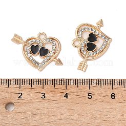 合金エナメルペンダント  クリスタルラインストーン付き  矢チャーム付きハート  ゴールドカラー  17.5x23.5x2mm  穴：2mm&nbsp;FIND-R147-05G