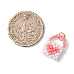 Glass Seed Beaded Handbag Pendants&nbsp;PALLOY-MZ01217-03