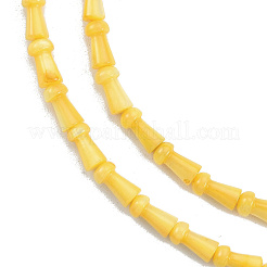 天然淡水シェルビーズ連売り  染め  キノコ  ゴールド  7.5x4mm  穴：0.7mm  約50個/連  14.76インチ（37.5cm）&nbsp;SHEL-G013-02H