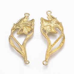 真鍮製リンクコネクター  ニッケルフリー  花  生（メッキなし）  36x16x3mm  穴：1.5mm&nbsp;LS-KK-S349-105-NF