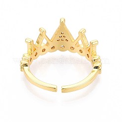 Brass Micro Pave Cubic Zirconia Cuff Rings for Women&nbsp;KK-T071-70G