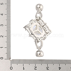Rack Plating Rhombus Brass Micro Pave Clear Cubic Zirconia Fold Over Clasps&nbsp;KK-F876-01P