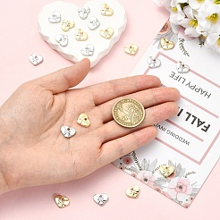 20 個 2 色ラックメッキ合金ペンダント  ちょう結びのチャームが付いたハート  カドミウムフリー＆鉛フリー  プラチナ＆ライトゴールド  10x12x2.5mm  穴：1.4mm  10個/カラー&nbsp;FIND-YW0012-56