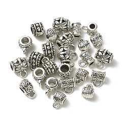 25 個 5 スタイル合金チューブベイル  ループベイル  ペンダントベイル  アンティークシルバー  5.5~7.5x5.5~8mm  穴：1~5mm  内径：1.5~2.5mm  5個/スタイル&nbsp;TIBE-YW0001-48