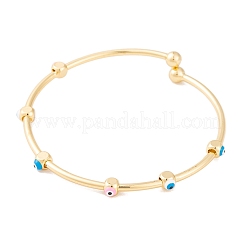 Adjustable Brass Colorful Enamel Evil Eye Open Cuff Bangles for Women&nbsp;BJEW-S147-18G-C