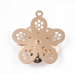 真鍮チャーム  クリスタルラインストーン付き  花  ライトゴールド  27x25x4mm  穴：1.5mm&nbsp;KK-S353-007LG