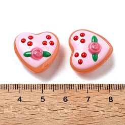 焼き絵の具、ガラス、エナメル、ビーズ  ブルーベリー入りハート  パールピンク  19.5x20.5x10mm  穴：1.2mm&nbsp;LAMP-V001-06D
