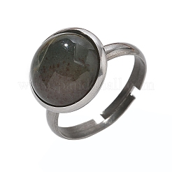 Half Round Natural Indian Agate Finger Rings&nbsp;RJEW-M062-01P-22