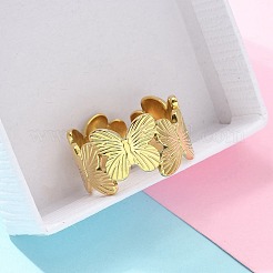 304 Stainless Steel Open Cuff Ring for Women&nbsp;RJEW-B109-05G-01