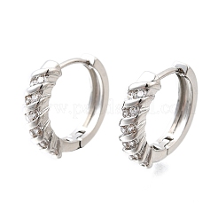 Brass Micro Pave Clear Cubic Zirconia Hoop Earrings&nbsp;EJEW-Z121-13P