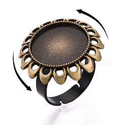 Adjustable Flower Alloy & Iron Bezel Cup Ring Base with Rotatable Tray&nbsp;MAK-T012-08AB