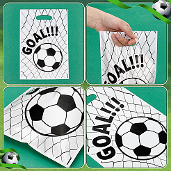 100Pcs Football Print Plastic Gift Bags with Die Cut Hole Handle&nbsp;ABAG-WH0045-101A