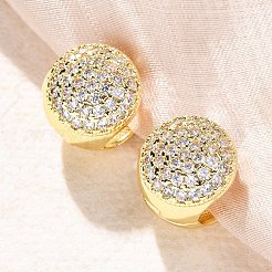 ラウンド真鍮マイクロパヴェクリアキュービックジルコニアフープピアス  ラックめっき  カドミウムフリー＆鉛フリー  持続的なメッキ  18KGP本金メッキ  15x14mm&nbsp;EJEW-K305-04G