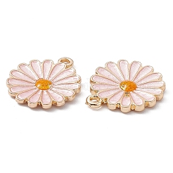 合金エナメルチャーム  ライトゴールド  花のチャーム  ピンク  21x18x2.2mm  穴：1.8mm&nbsp;LS-ENAM-C008-03B-KCG