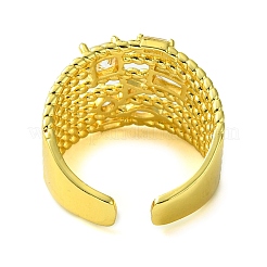 Brass Micro Pave Cubic Zirconia Open Cuff Rings&nbsp;RJEW-K256-02G