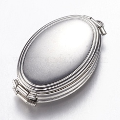 真鍮製ロケットペンダント  カドミウムフリー＆鉛フリー  花とオーバル  多層  プラチナ  35x20x10mm  穴：2mm  内径：23x12.8mm&nbsp;KK-N0116-108P