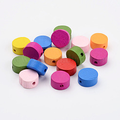 Mixed Color Flat Round Natural Wood Beads&nbsp;X-TB236Y