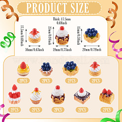 18個9スタイル不透明樹脂カボション  模造食品  混合図形  ミックスカラー  15~23x14.5~20mm  2個/スタイル&nbsp;RESI-TA0005-55