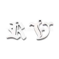 304ステンレスペンダント  文字L  ランダムな混合文字  15~17x9.5~19x1mm  穴：1.6~1.8mm&nbsp;STAS-CJC0001-22